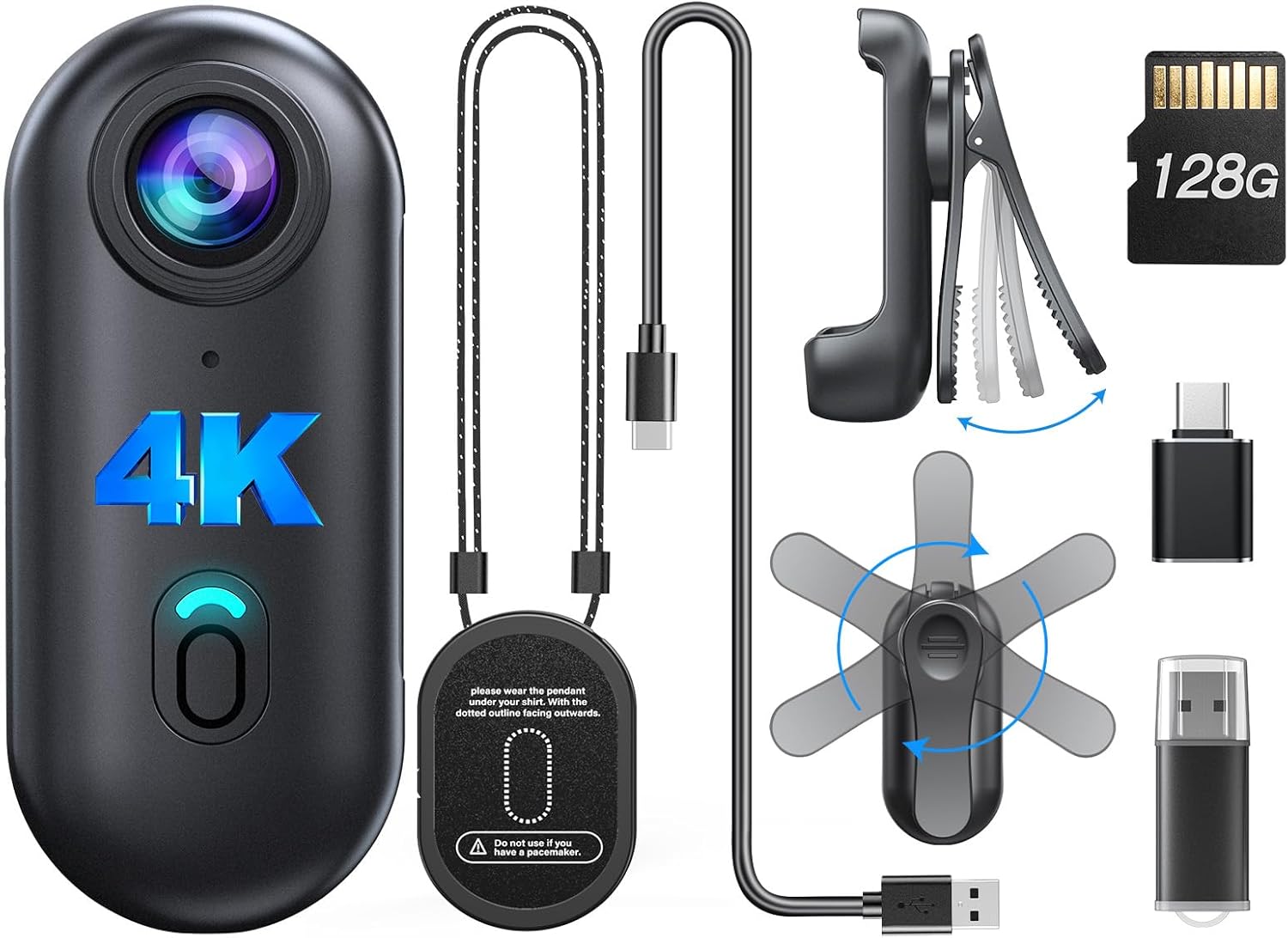 Webcam Hd 1080P - Cámara Corporal BOBLOV W4 Mini 1080P