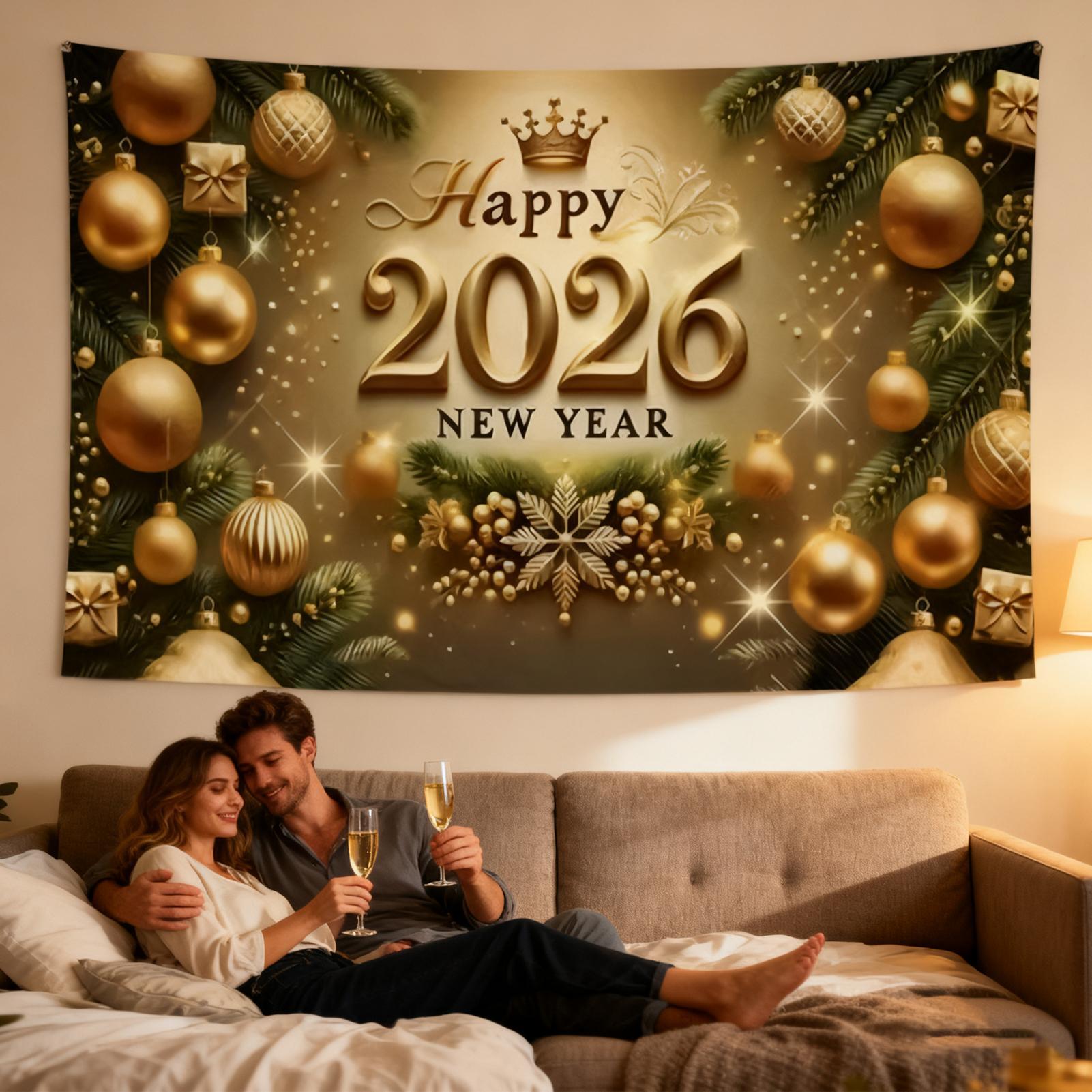 Home Office Backdrop - Feliz Año Nuevo Banner 7x5 pies