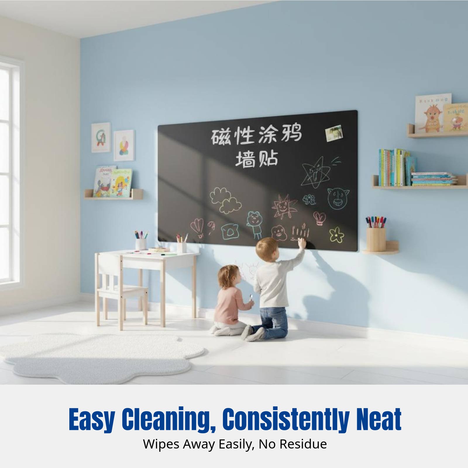 Whiteboard Magnetic - Pizarra Adhesiva de Pared para Niños,