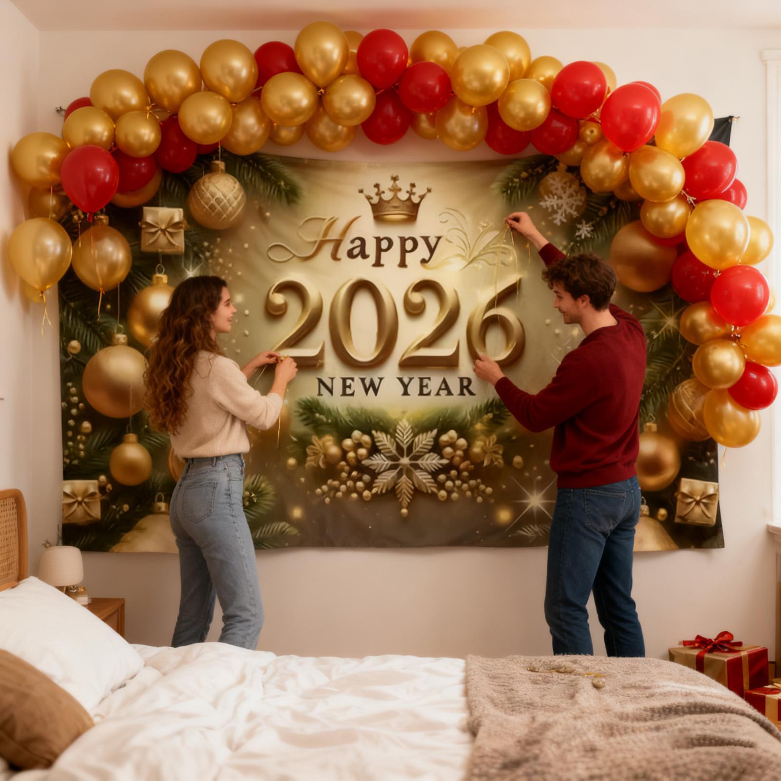Feliz Año Nuevo Banner 7x5 pie - Home Office Backdrop reseña y precio