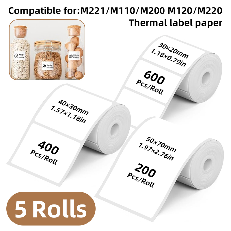 5 rollos de etiquetas adhesiva - Label Maker Machine reseña y precio