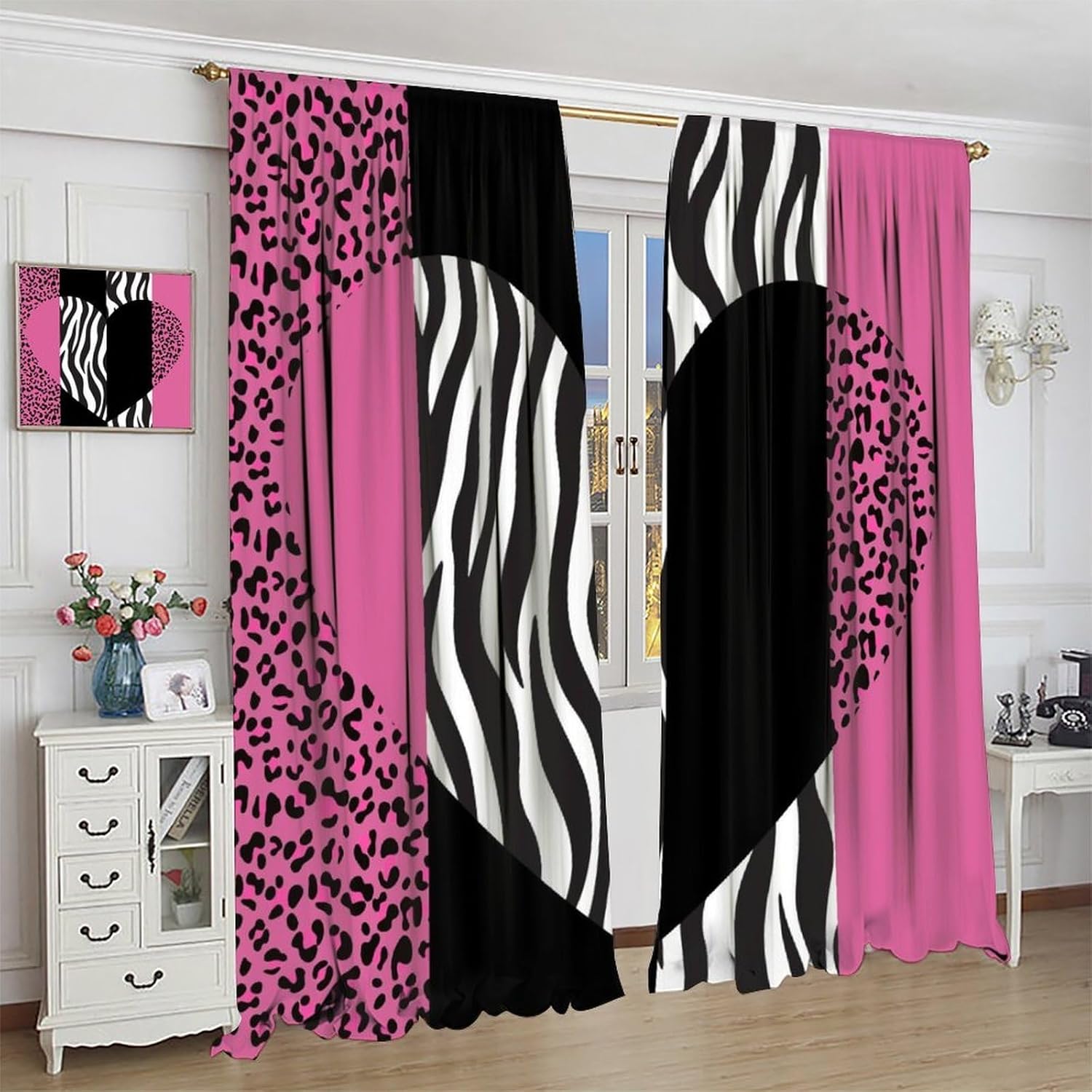 Cortina con estampado de piel  - Home Office Romance reseña y precio