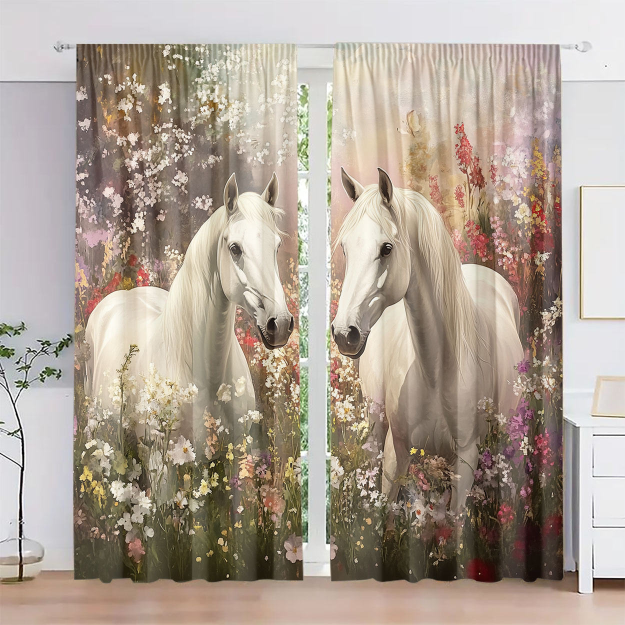 Cortinas Florales Estéticas co - Home Office Romance reseña y precio
